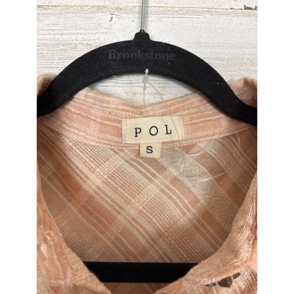 POL Women’s Small Peach White Plaid Sleeveless Boho Western Blouse Top NWT - Picture 4 of 5